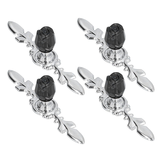 4 Pcs Crystal Handle with Plate European Style Modern Simple Pulls Handles for Drawer Dreser CabinetsBlack V1294-YM0523-3114210121211