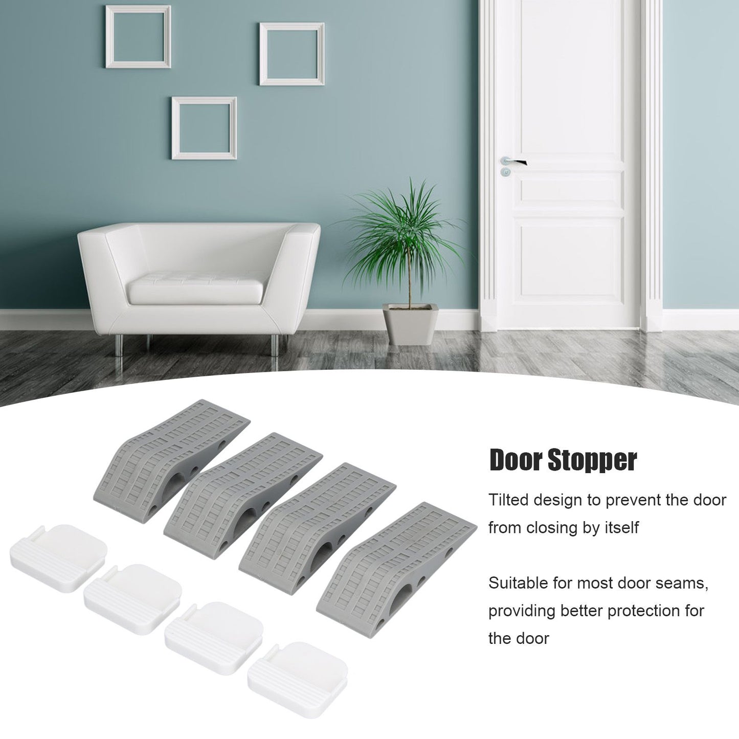 4Set Door Stoppers Non Slip Rubber Door Bottom Stop Wedge Accessories for Home Improvement V1294-YM0523-3114210139411