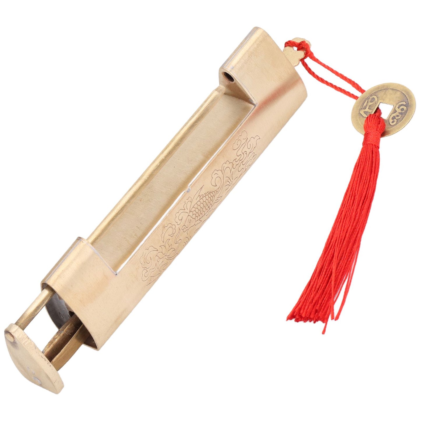 Brass Antique Padlock 8cm Spacing Delicate Chinese Old Style Jewelry Box Padlock with Key V1294-YM0523-3114220007811