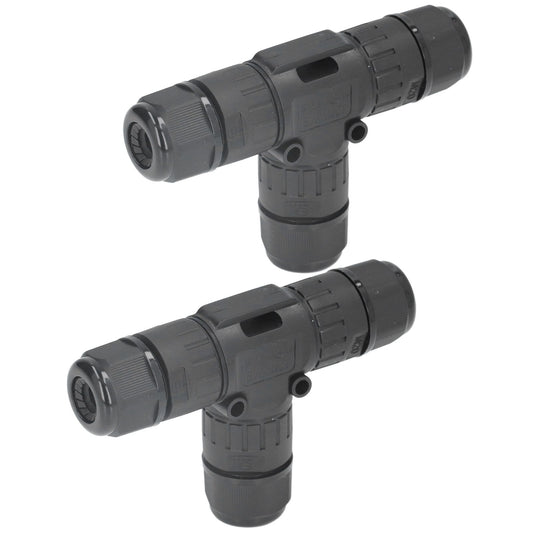 2Pcs T Type 3 Way 3 Wire Junction Box Connector Waterproof Connector for Outdoor LED Power Connection V1294-YM0523-3114220019111