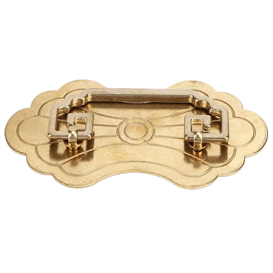 Antique Drawer Handle 12.8x7cm Wealth Blossoms Retro Chinese Style Brass Vintage Drawer Pulls with 2 Screws V1294-YM0523-3114220036412