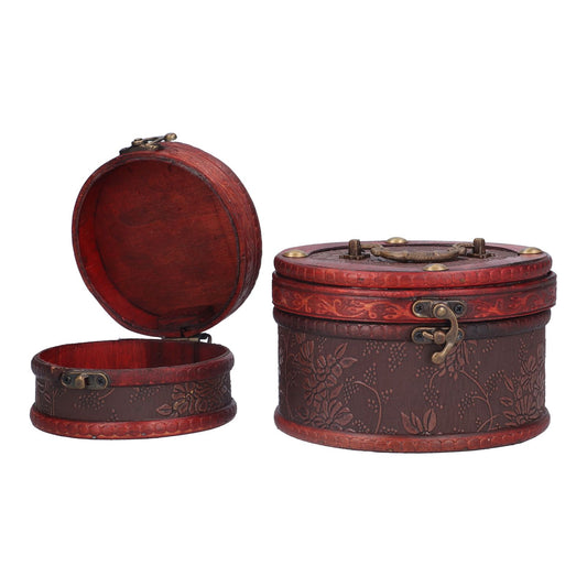 2Pcs Classical Jewelry Box with Buckle Cylinder Shape Antique Storage Case for Necklace Bracelet V1294-YM0523-3115210209111