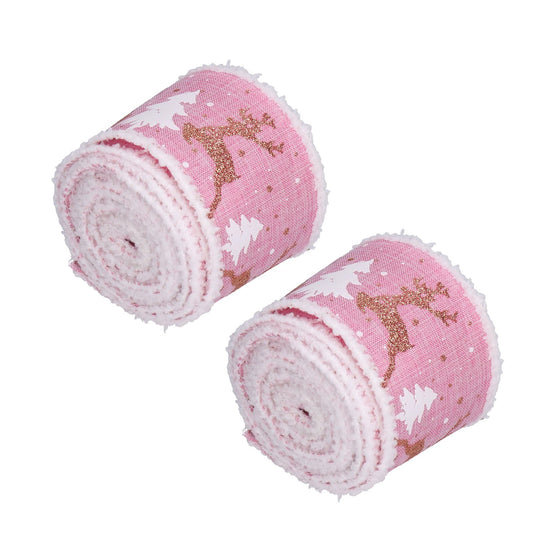 2 Rolls Christmas Ribbon 5m Wired Edge Ribbon DIY Gift Wrapping Craft Ribbon for Home Festival Decoration V1294-YM0523-3115210209311