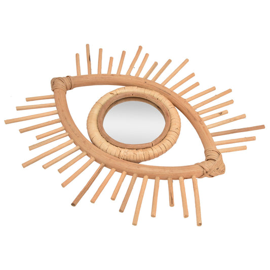Nordic Makeup Mirror Rattan Woven Eye Shape Wall Hanging Mirror for Home Hotel Bathroom Decoration V1294-YM0523-3115210209611