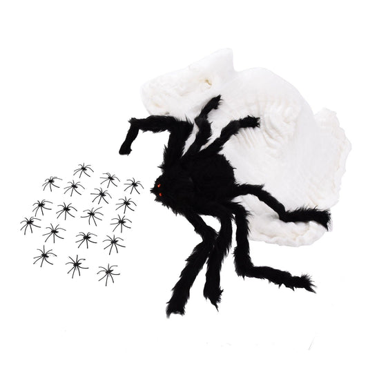 Decorative Spider Spook House Artificial Spider with Fake Cobweb for Party Halloween Festival Decoration V1294-YM0523-3115210210811