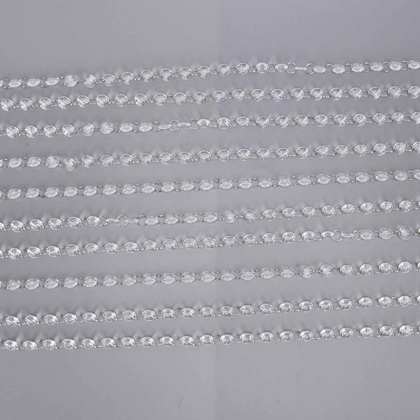 14mm Octagonal Bead String Acrylic Crystal Pearl Chains for Birthday Wedding PartyTransparent 10 Strips V1294-YM0523-3115210212411