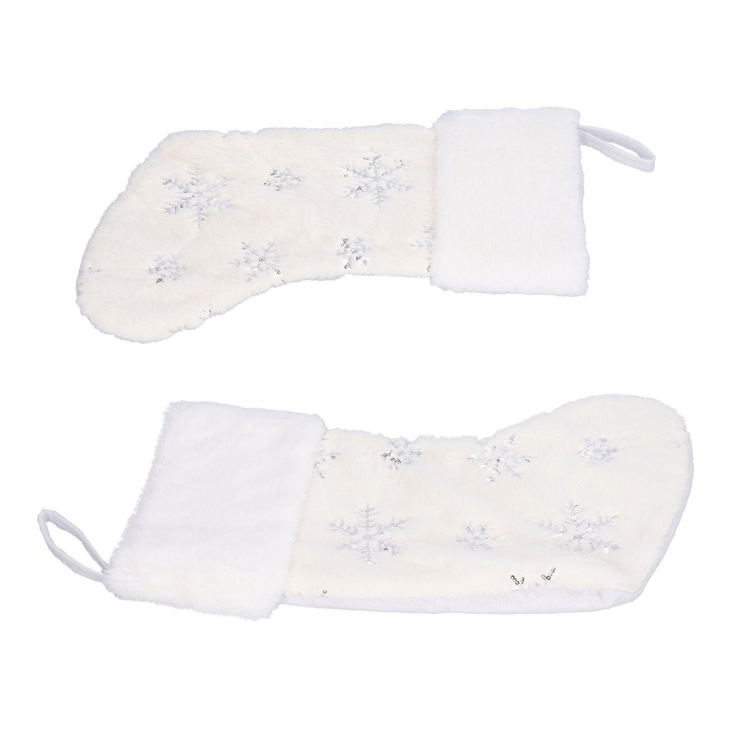 Polyester Christmas Stocking Pendant with Embroidery Snowflake Pattern Xmas Tree Decoration OrnamentSilver V1294-YM0523-3115210222712