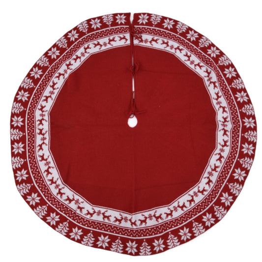 Knitted Christmas Tree Skirt Reusable Xmas Tree Stand Mat Floor Protector Home Party DecorationRed V1294-YM0523-3115210223911