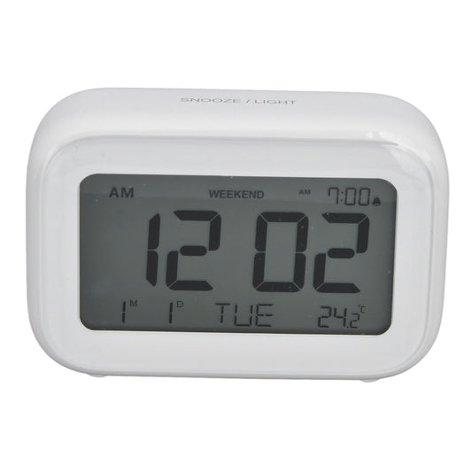 Mini Digital Alarm Clock with LCD Screen Snooze Function 12H 24H Formats for Bedroom Travel Office White V1294-YM0523-3115210226511