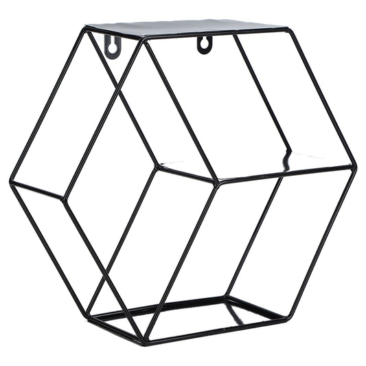 Hex Shelves Simple Wrought Iron Hexagonal Bedroom Living Room Office Wall Shelf DecorationBlack V1294-YM0523-3115210232211