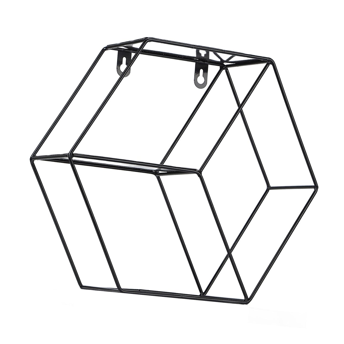 Hex Shelves Simple Wrought Iron Hexagonal Bedroom Living Room Office Wall Shelf DecorationBlack V1294-YM0523-3115210232211
