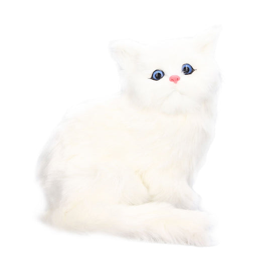 Simulation Cat White Cute Attractive Plush Fake Cat Toy with 84mAh Battery for Toy Gift Decorations V1294-YM0523-3115220003711