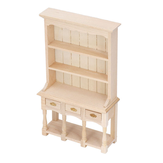Dollhouse Bookshelf 1/12 Scale 3 Layer Drawer Design Classic Pure Colors DIY Coloring Miniature Bookcase for V1294-YM0523-3115220005611
