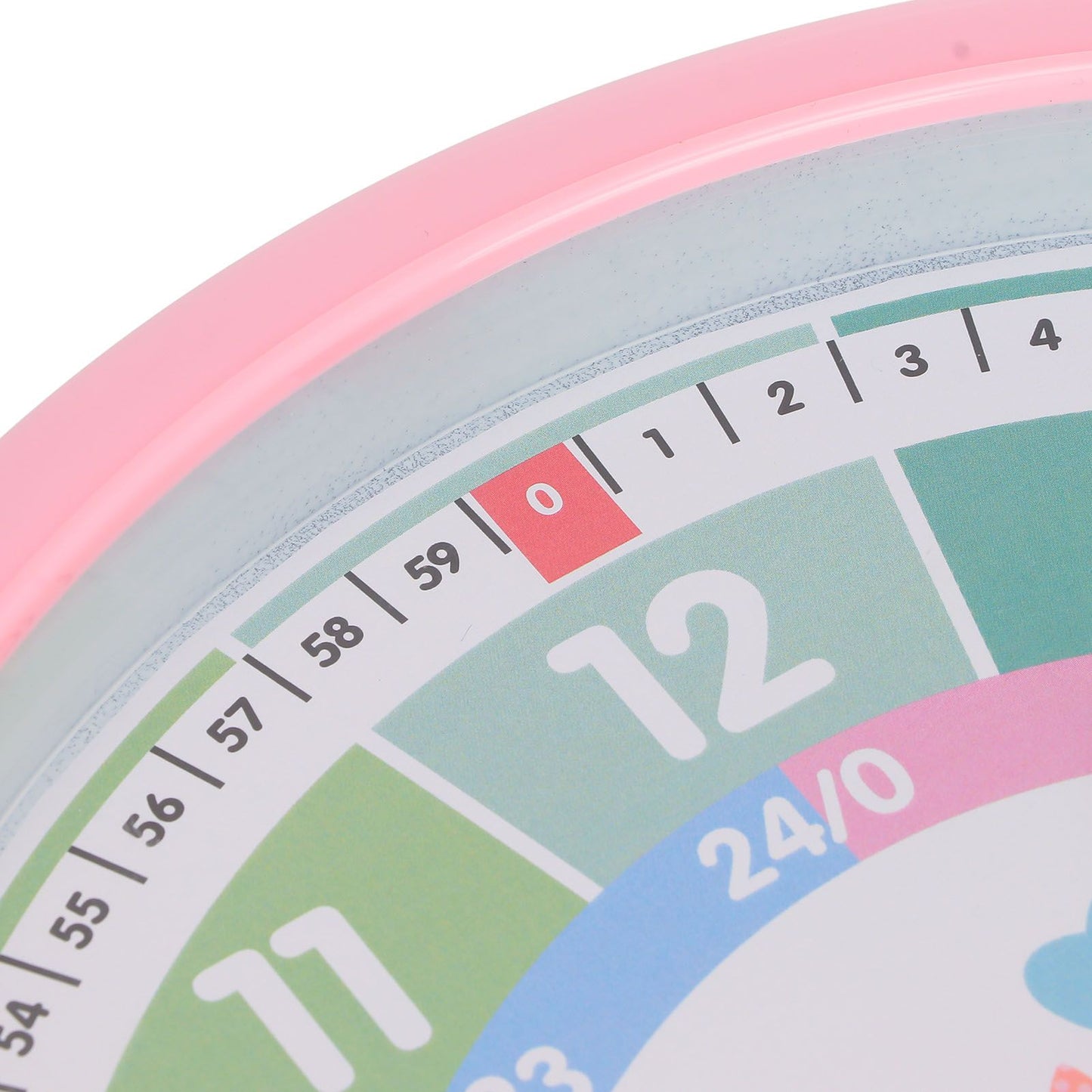 Wall Clock Plastic Cartoon Colorful Quartz Time Learning Hanging Clock for Kid's Bedroom ClassroomPink V1294-YM0523-3115220013412