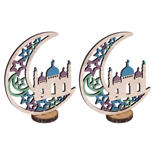 Wood Moon Ornaments Eid Mubarak Moon Decoration Enhances Festival Ambient for Home Restaurant CafeJM00454 V1294-YM0523-3115220024911