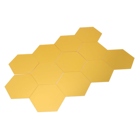 12Pcs Mirror Wall Sticker Gold Hex Shape Large Acrylic Mirror Wall Decal for Kitchen Bathroom Bedroom Living V1294-YM0523-3115220032411