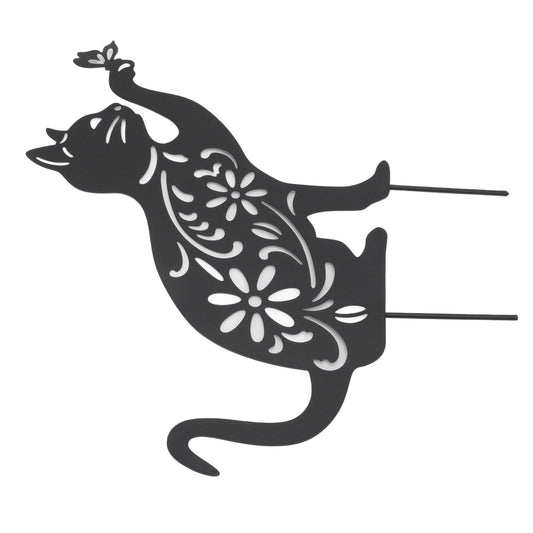 Black Cat Statuette Cute Black Cat Vivid Appearance Hollow Design Durable Metal Black Cat Decor for Home V1294-YM0523-3115220034111