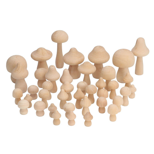 40pcs Unfinished Wooden Mushroom Unpainted Natural Wood Mushroom Decoration for DIY Decoration V1294-YM0523-3115220034711