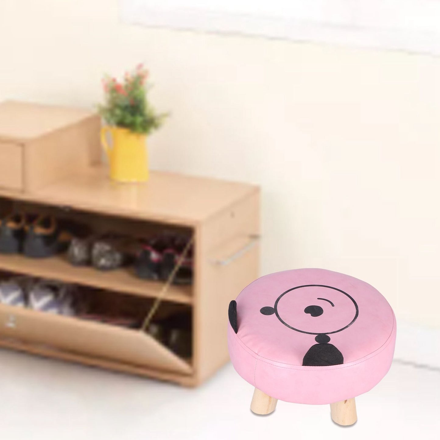 Small Under Desk Footrest Cute Cartoon Ottoman with 4 Stable Log Legs for Children V1294-YM0523-3116210070411