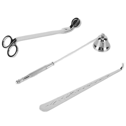3PCS Candle Accessory Set Candle Wick Trimmer Cutter Snuffer Extinguisher Wick Dipper Gift SuppliesSilver V1294-YM0523-3117210129412