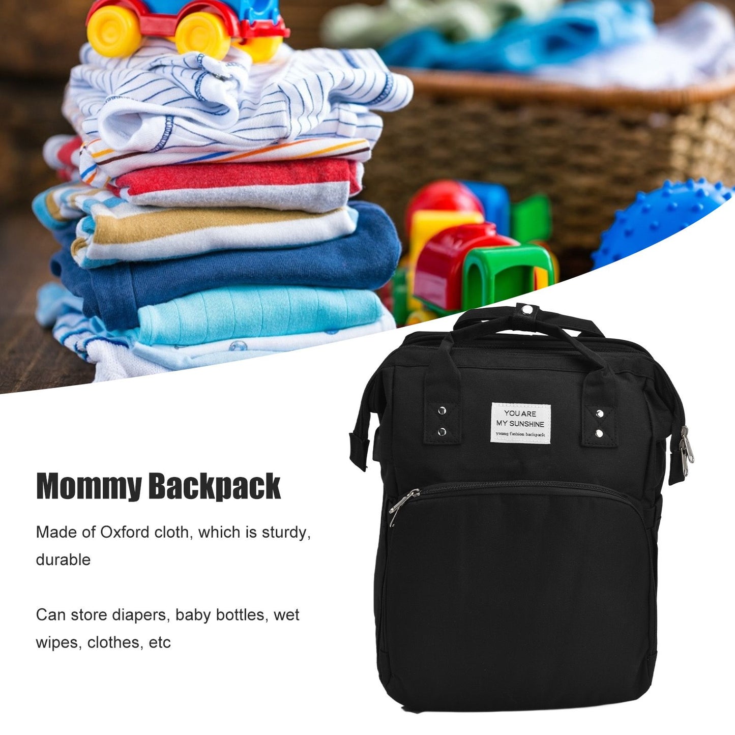 Backpack Multifunctional Foldable Large Capacity Baby Diaper Storage Bag for TravelBlack V1294-YM0523-3117210159811