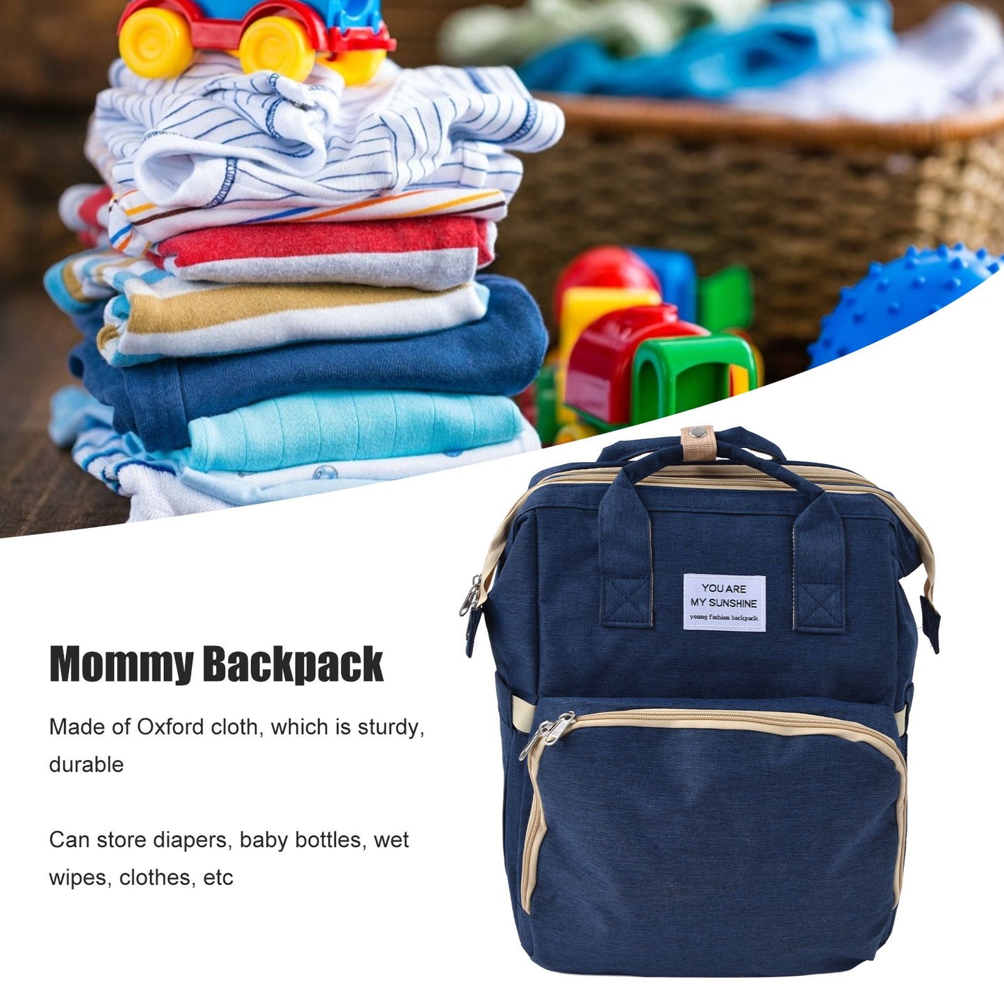 Backpack Multifunctional Foldable Large Capacity Baby Diaper Storage Bag for TravelDark Blue V1294-YM0523-3117210159813