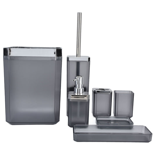 7Pcs/Set Plastic Bathroom Accessory Grey Toothbrush Holder Soap Tray Kit for Home Hotel V1294-YM0523-3117210196311