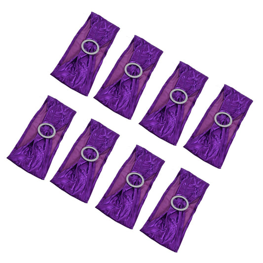 10Pcs Chair Cover Bands Elastic Stretch Sashes Bows for Wedding Banquet Hotel DecorationPurple V1294-YM0523-3117210201012
