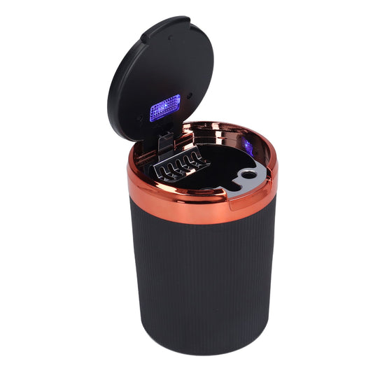 3W Luminous Car Ashtray with LED Light Lid Fireproof Smokeless Cigarette Ashtray for Home OfficeOrange V1294-YM0523-3117210210912