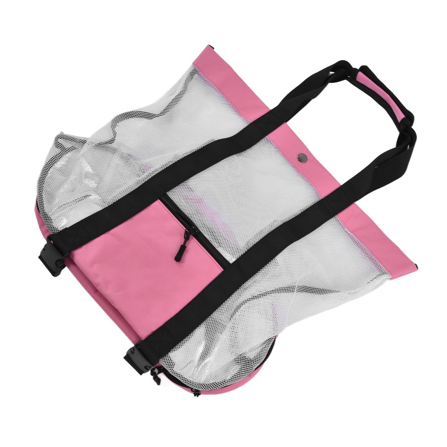 Beach Bags Mesh Cotton Oversized Storage Tote Bags for Beach Picnic Barbecue Camping Pink V1294-YM0523-3117210212411