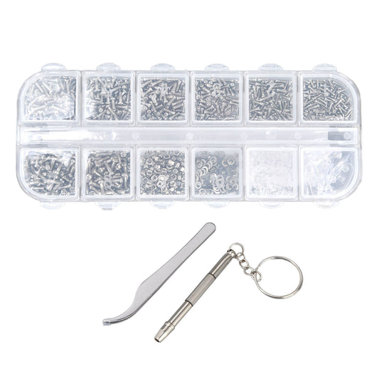 Glasses Repair Kit Eyeglass Screws Set with Nut Screwdriver Tweezer for Cellphone Tablet Watch Clock Glasses V1294-YM0523-3117210251911