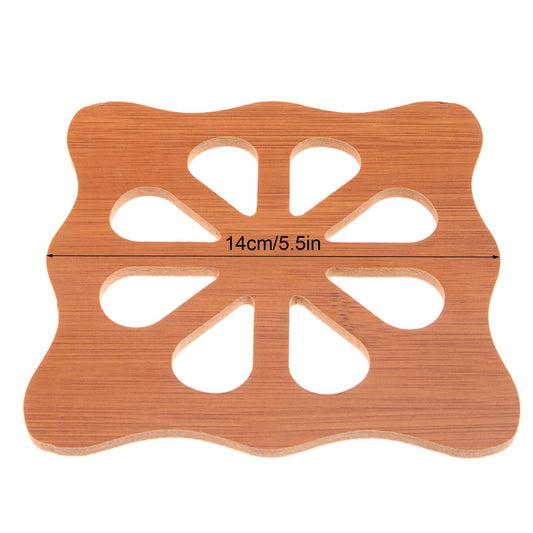 Hollow Wooden Coaster Kitchen Thickened Anti Scalding Heat Insulation Mat Anti Slip Pot Bowl MatL Square V1294-YM0523-3117220028416