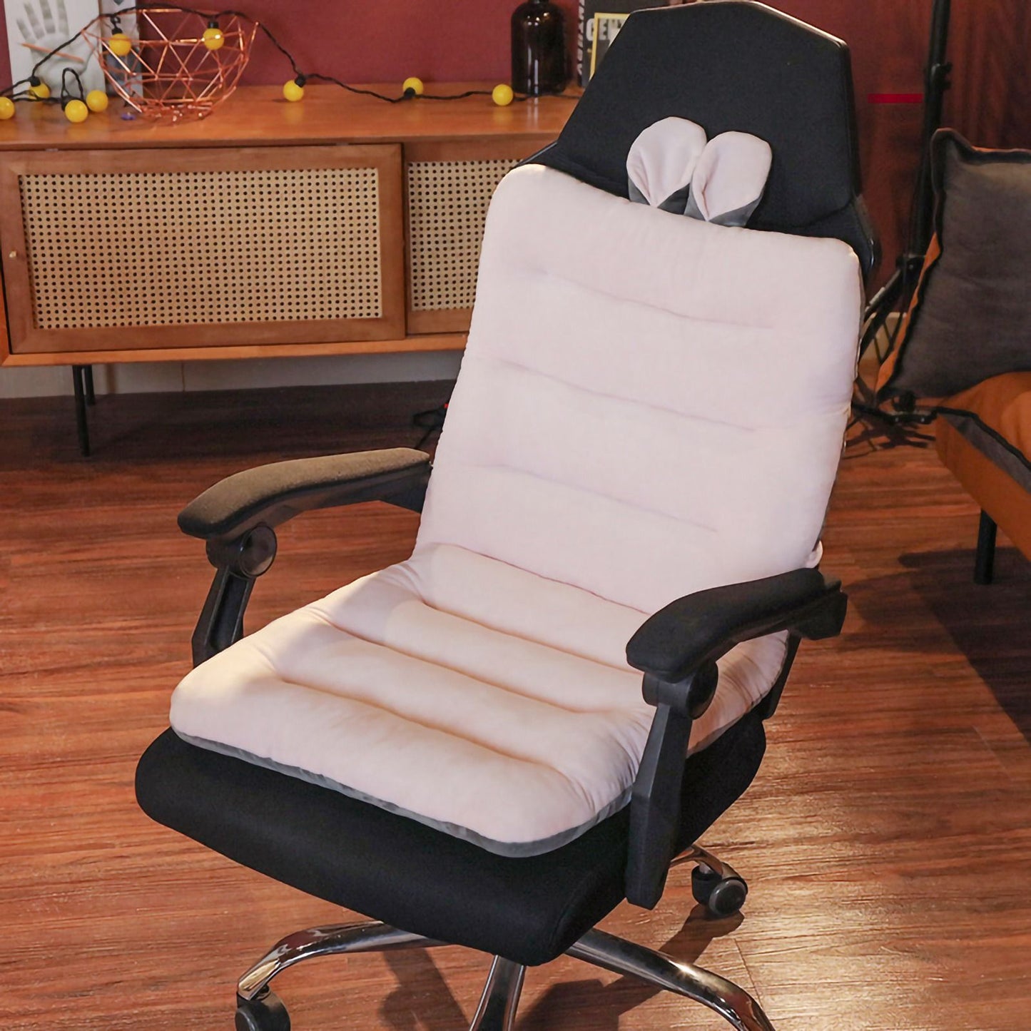 Integrated Recliner Backrest Cushion Plush PP Cotton Back Support Office Chair Sofa CushionLight Pink 45x100cm V1294-YM0523-3117220049316