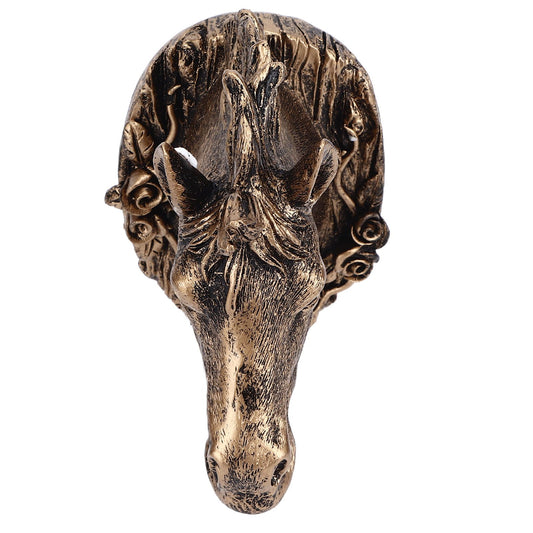 Antique Gold Horse Head Wall Hanger Resin Animal Horse Head Clothes Coat Hook for Living Room Bathroom V1294-YM0523-3117220050011