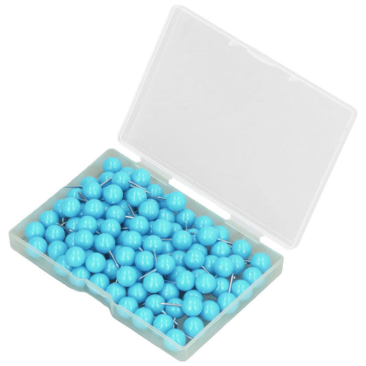 100Pcs Push Pins Map Tacks Steel Plastic Decorative Marking Pins for Cork Boards 9.5x20mm Blue V1294-YM0523-3117220052712