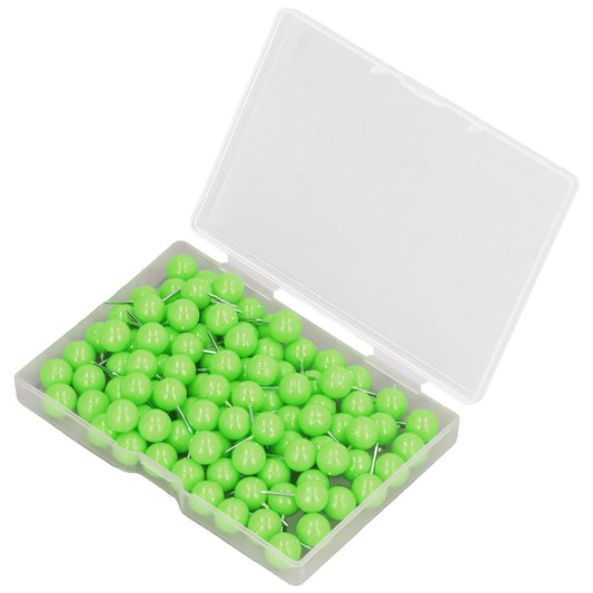 100Pcs Push Pins Map Tacks Steel Plastic Decorative Marking Pins for Cork Boards 9.5x20mm Green V1294-YM0523-3117220052713