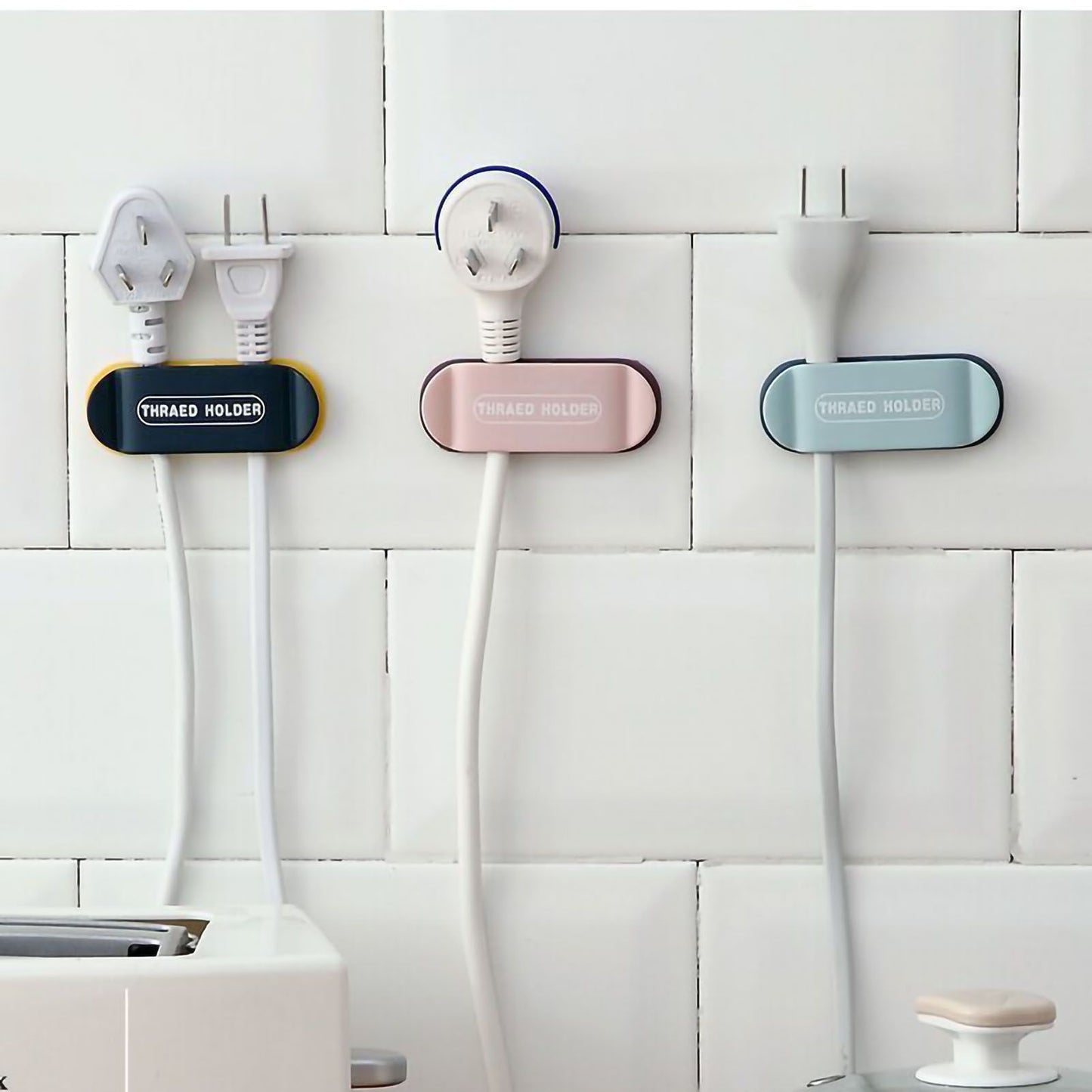 Power Plug Holder Wall Mounted Punching Free Adhesive Multifunction for Living Room Kitchen Bedroom Random V1294-YM0523-3117220056311