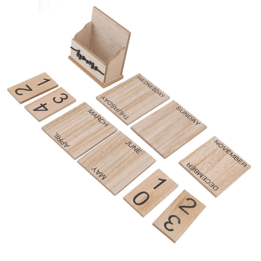 Wooden Perpetual Date Desk Calendar Manual Reusable Retro Beautiful Desktop Calendar Wood Block Calendar V1294-YM0523-3117220064311
