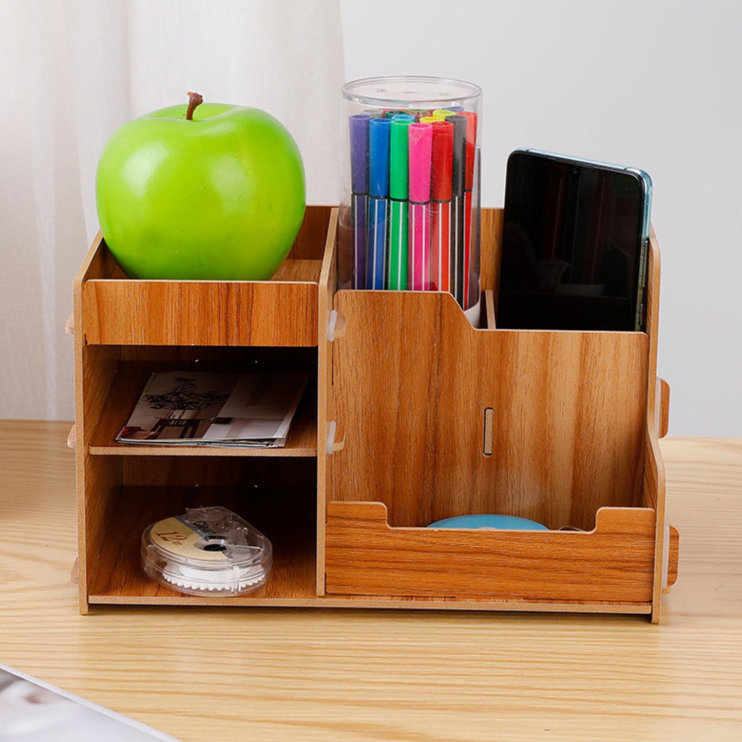 Wooden Desk Organize Shelf Multi Layer Space Saving Tabletop Storage Box for Home Office School V1294-YM0523-3117220076811