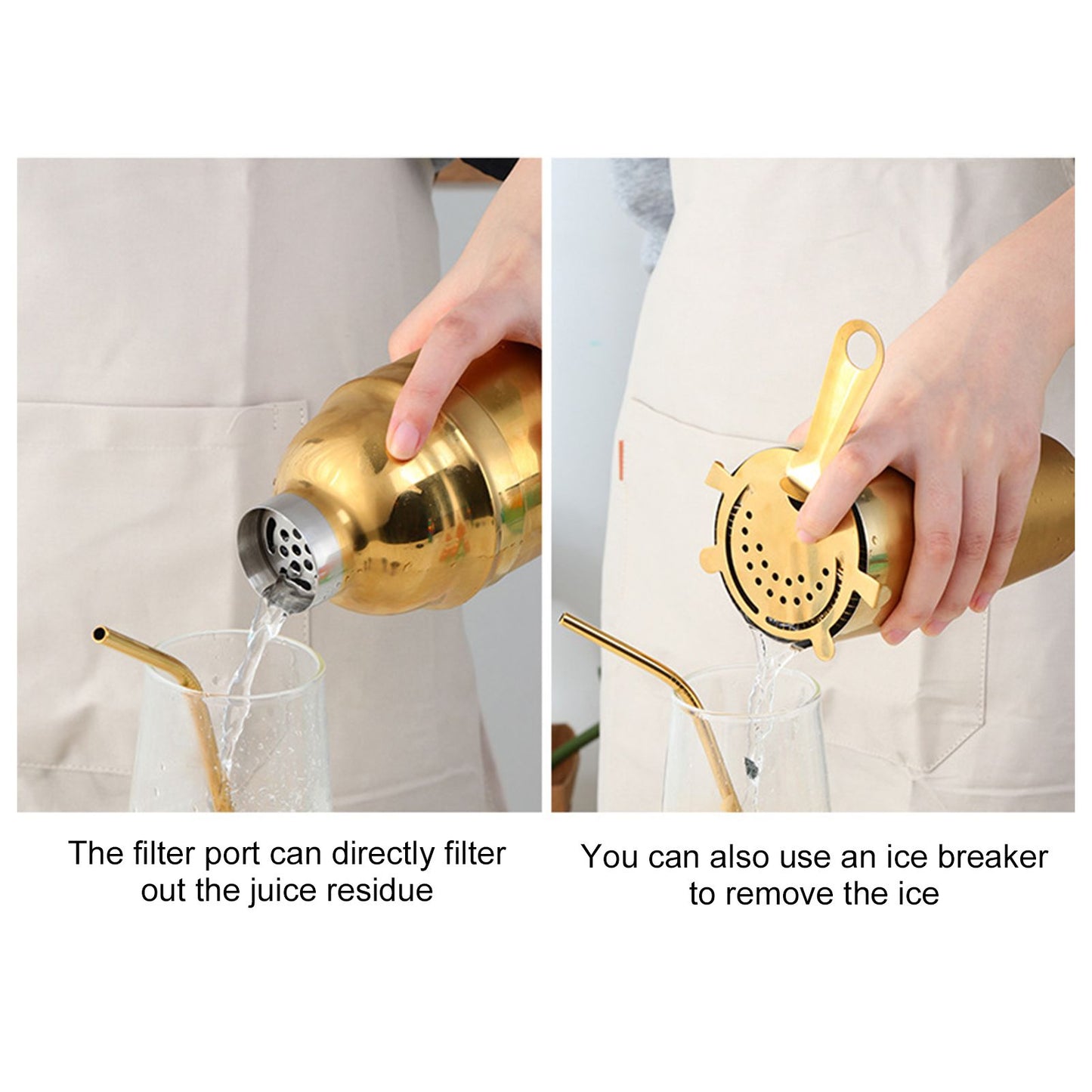Cocktail Set Fashionable 750ml Stainless Steel Barware Tool Kit with Strainer Measure Cup Shaker for V1294-YM0523-3118210297312