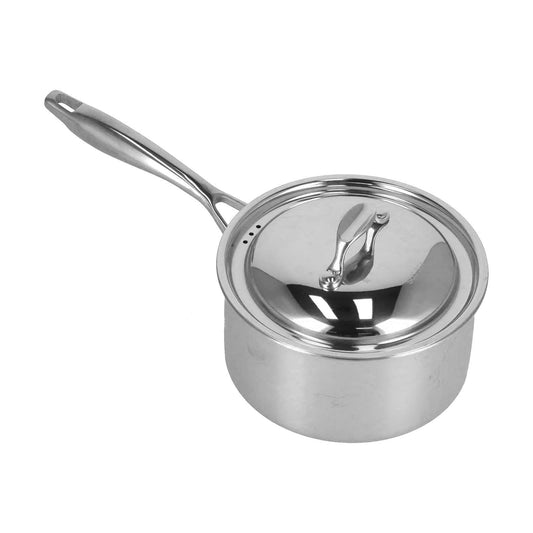 Sauce Pan 304 Stainless Steel Anti Slip Multipurpose Thicken Milk Pot with Lid for KitchenNatural Color V1294-YM0523-3118210298311