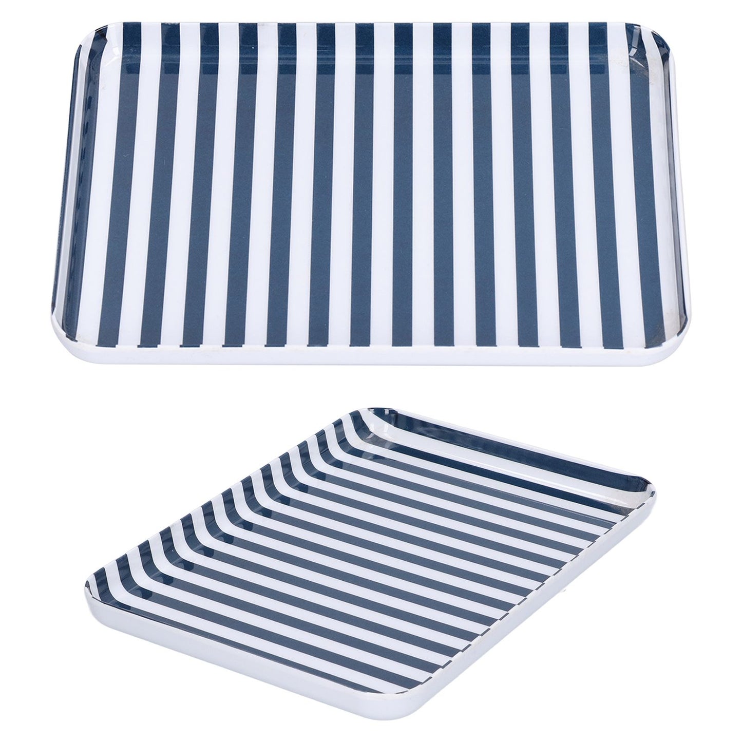Fruit Tray Blue White Stripe Melamine Safe Environmentally Friendly Colourfast Dessert Platter for Restaurant V1294-YM0523-3118210320511