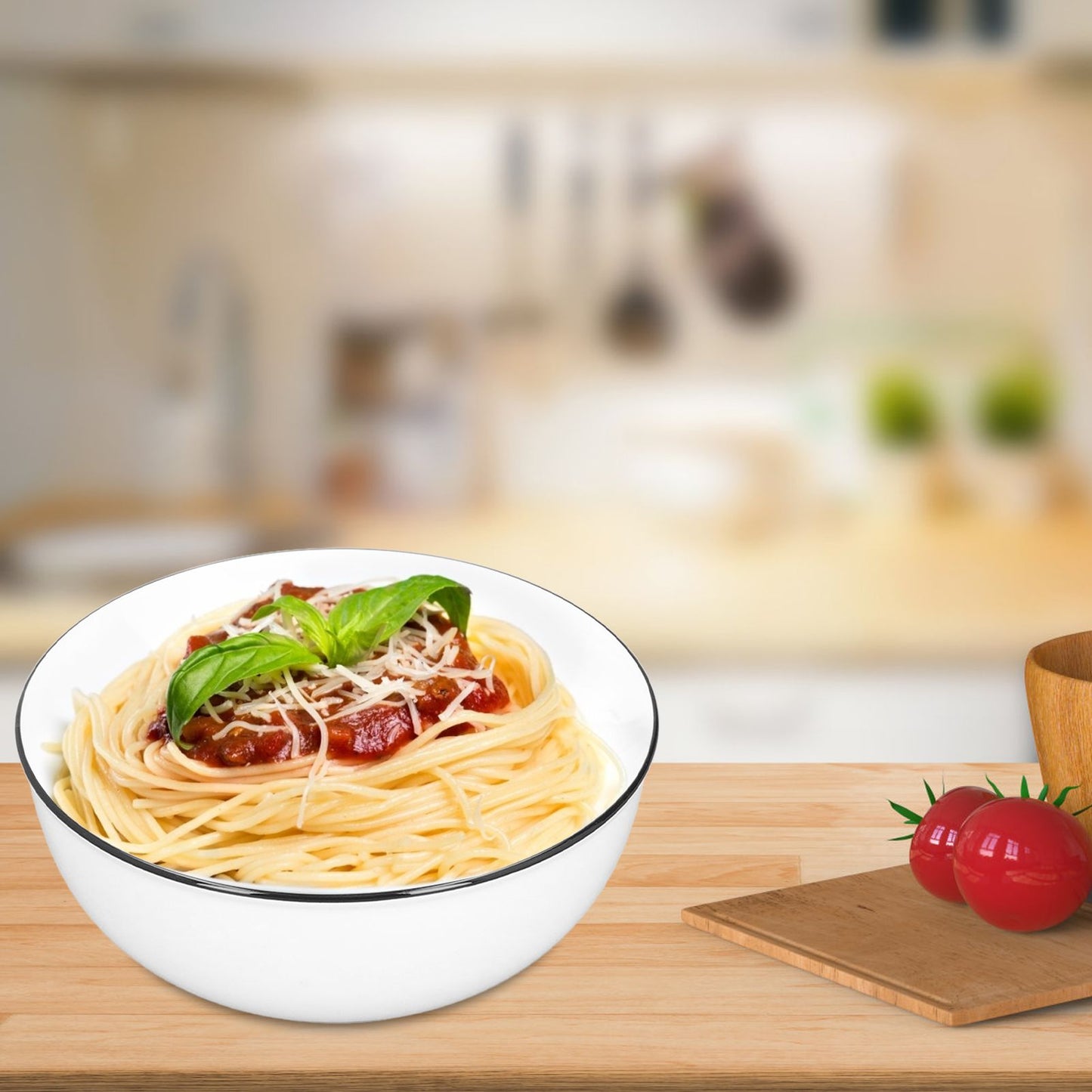 Durable Black Line Ceramic Tableware Bowls for Salads Soups Stews Desserts Noodles7 Inches V1294-YM0523-3118210321211