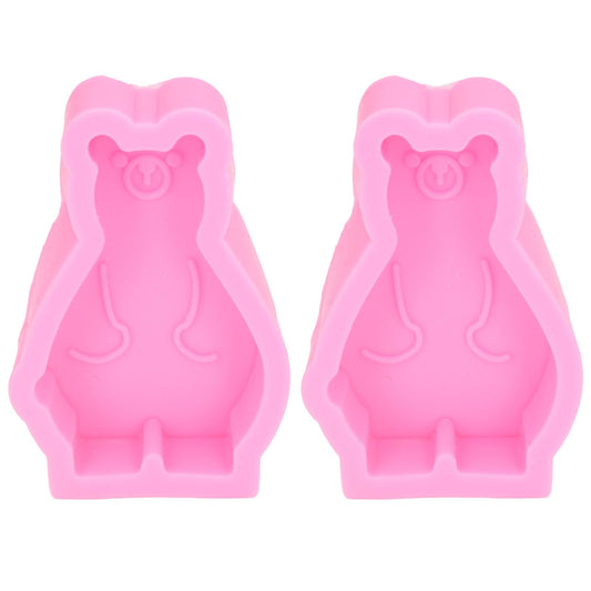 2Pcs Silicone Mold Cute Bear Shape Easy Demoulding Flexible Soft Baking Mold for DIY Cake Fondant Chocolate V1294-YM0523-3118220048811