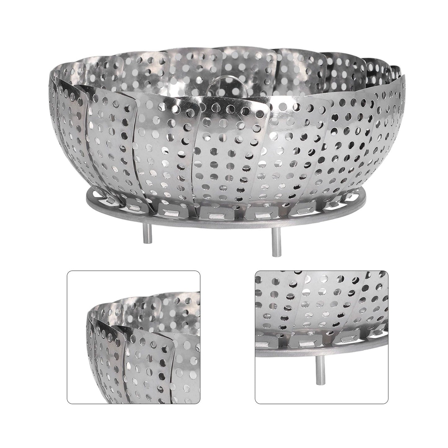Steaming Plate Detachable Handle Design Retractable Stainless Steel Corrosion Resistant Food Steaming Tray V1294-YM0523-3118220073611