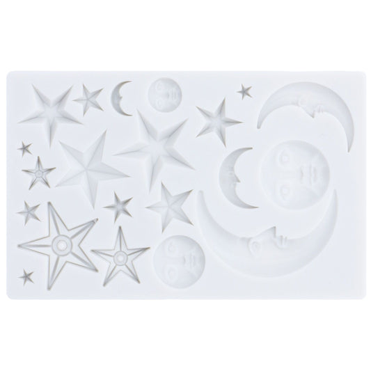 Silicone Fondant Mold Star Moon Face Nonstick Food Grade Silicone Reusable Heat Resistant Odorless Chocolate V1294-YM0523-3118220080311