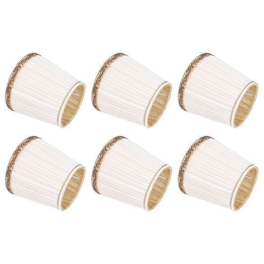 6Pcs Fabric Mesh Lamp Shade Clip On Lampshade Beige Golden Edge Style for E14 Chandelier Ceiling Lamp V1294-YM0523-3119210283611