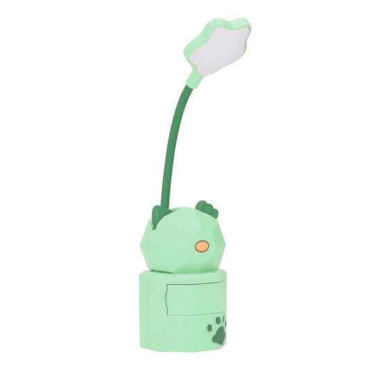 LED Desk Lamp USB Charging Warm Light Cute Cartoon Design Eye Protection Table Light with Storage BoxGreen V1294-YM0523-3119220006913