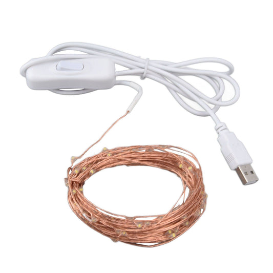 USB Copper Wire String Lights DIY 100 LEDs 10m/32.8ft Energy Saving Safe Warm Light LED Light String for V1294-YM0523-3119220048411