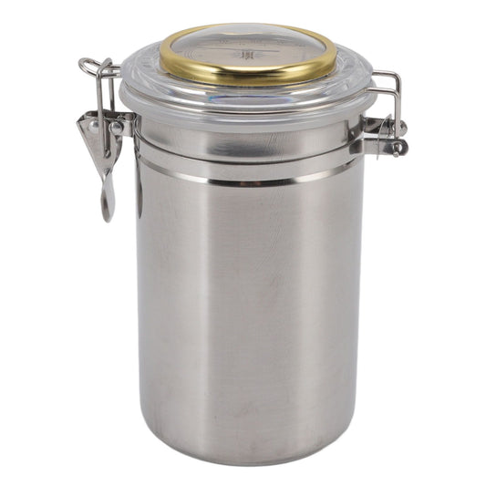 Cigar Jar Stainless Steel Silicone Ring with Hygrometer Waterproof Sealed Storage Jar for Home 96mmx173mm/3.8x6.8in